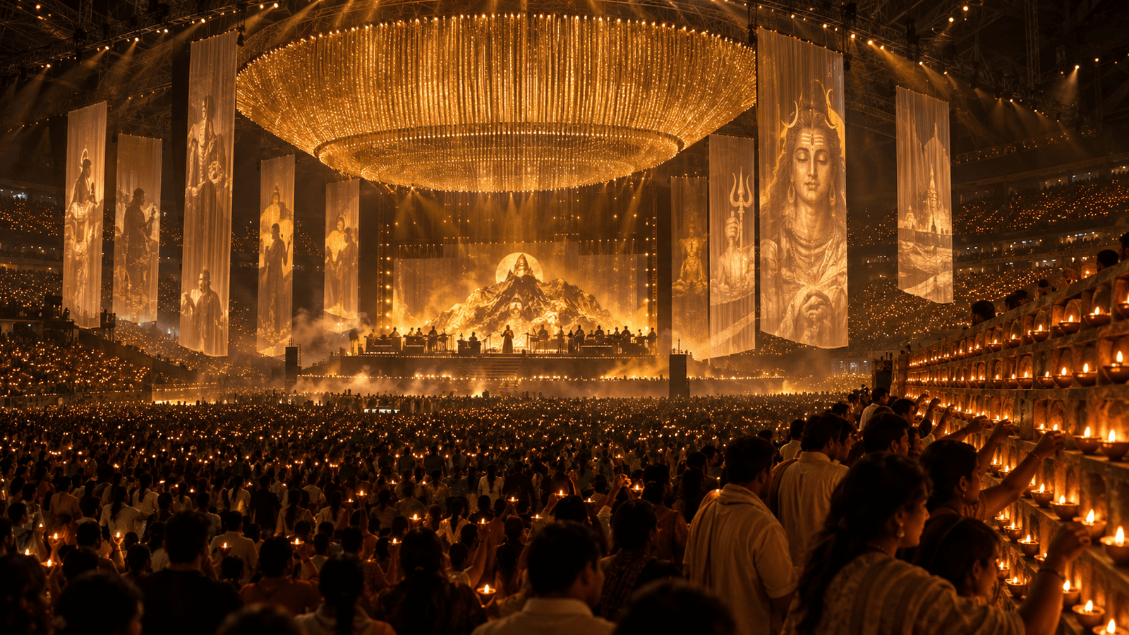 Bhakti X stage design, a canopy of light