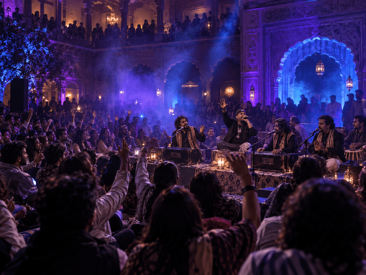 Mehfil X performers under violet light